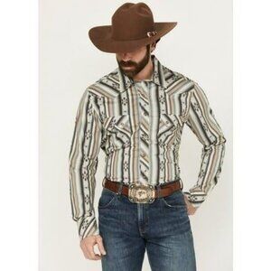Rock & Roll Denim Men's 2XL Long Sleeve Geo Stripe Print Snap Western Shirt Crea